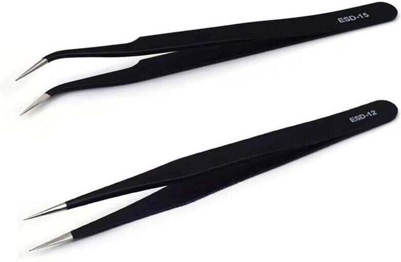 SNQ - Stück antistatische Präzisionspinzetten – Pinzette aus Edelstahl – für Augenbrauen, Wimpern, Gesichtsbehaarung (sc...