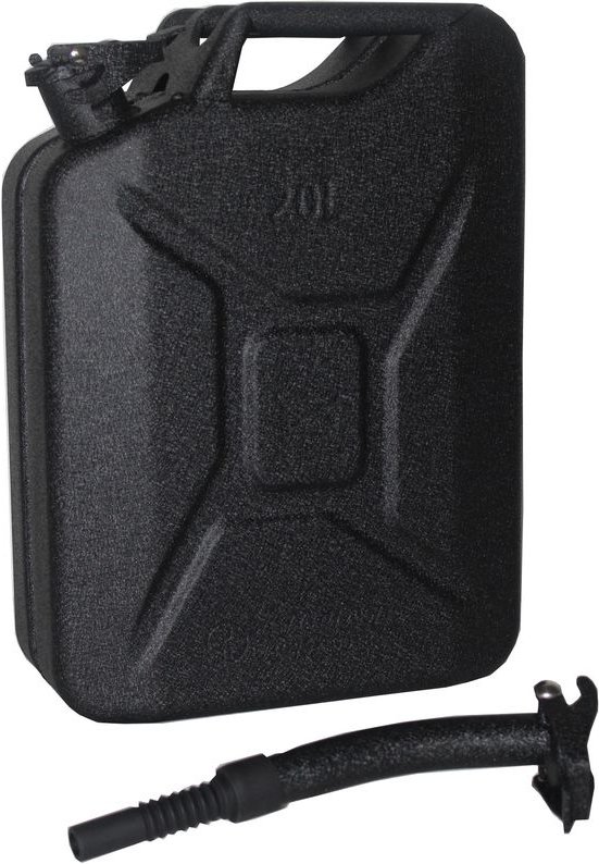 Metallkanister Hammerschlag schwarz 20 Liter inkl. Ausgießer + Halter Benzin Diesel