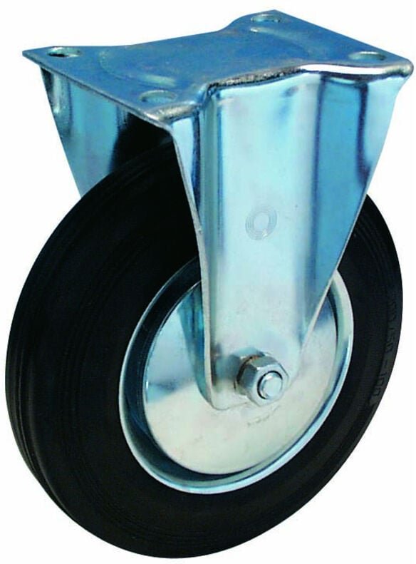 Bockrolle 100mm lg. r Stahlbl Verz Gummirad - Bs Rollen