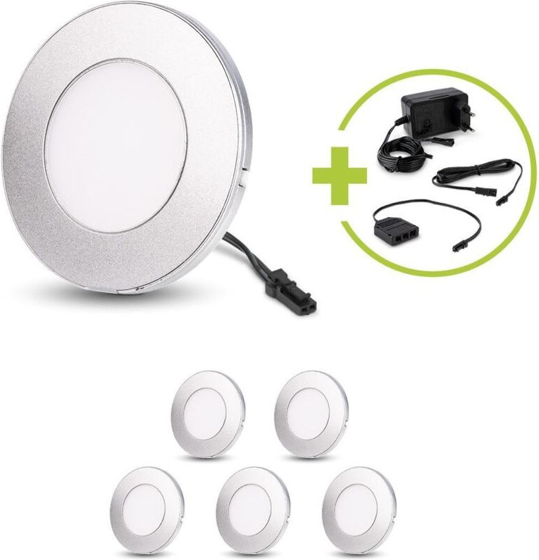 LED Spot rund 2.6W 12V 120lm IP20 Ø75x6mm Ausschnitt Ø55mm - Lichtfarbe: Neutralweiß 4000K - Anzahl: 6x