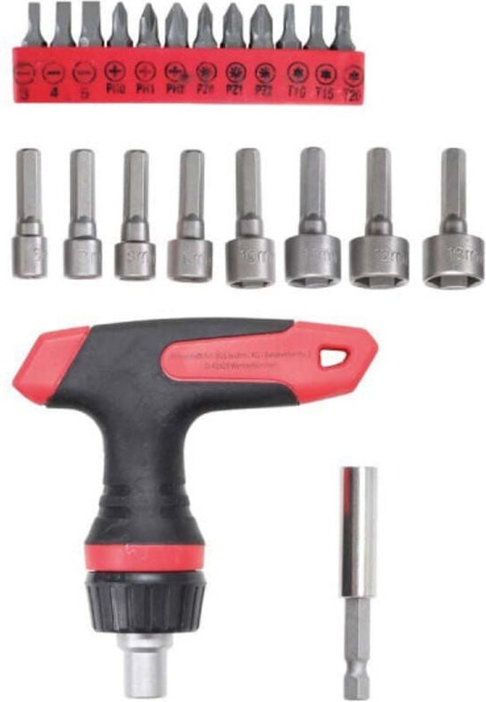 Bgs Technic - Bit-/Steckschlüssel-Einsatz-Satz mit Ratschen-T-Griff für Bits, umschaltbar 22-tlg.