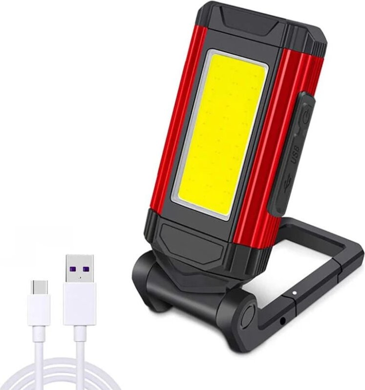 Lampe De Travail Rechargeable Puissante, Baladeuse Led Lampe Atelier Avec Base Magnétique, Lampe Torche Avec Ipx6 Étanch...