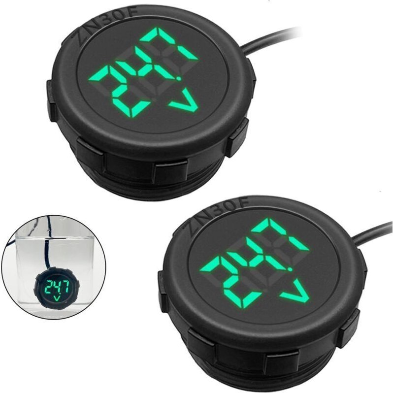 Set mit 2 DC 4V-100V Digitalvoltmetern mit LED-Anzeige, Batteriespannungstester für Motorrad, Boot, LKW, Wohnwagen, Mari...