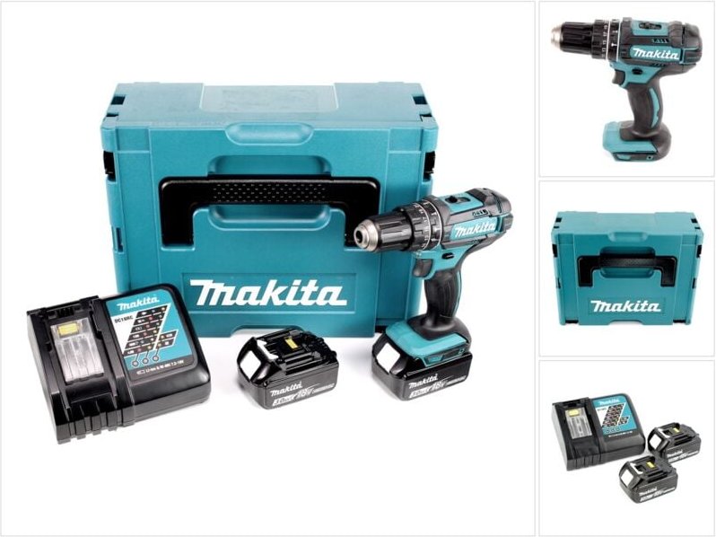 Dhp 482 rfj Akku Schlagbohrschrauber 18V 62Nm + 2x Akkus 3,0Ah + Ladegerät im Makpac - Makita