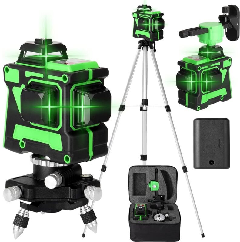Ej.life - Laser-Nivelliergerät, 12 Linien, selbstnivellierendes 3D-Laser-Nivelliergerät, horizontale vertikale Linien mi...