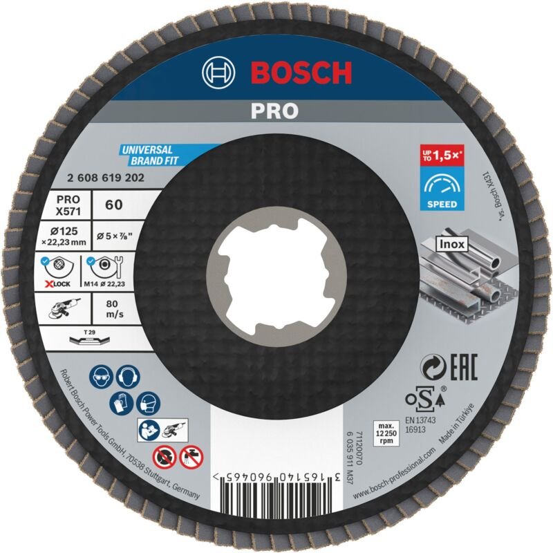 Bosch - pro X571 X-Lock Fächerschleifscheibe 125 mm G60 - 2608619202