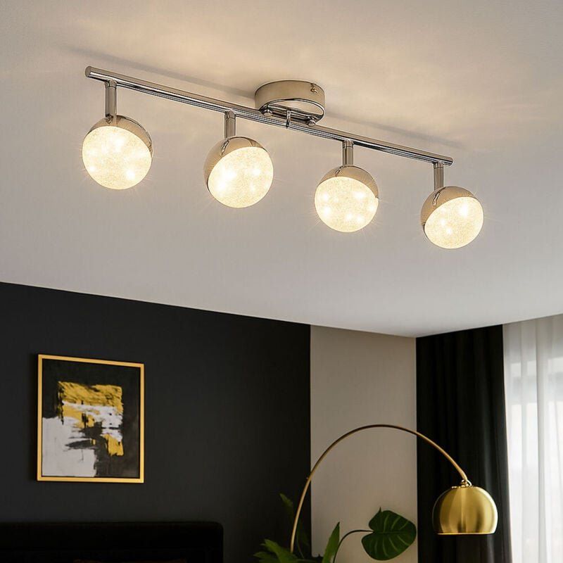 Globo Lighting - led Spotleiste Kristalle Deckenleuchte verchromt Deckenlampe schwenkbar Kugeln, 4x 5W 300Lm warmweiß, L...