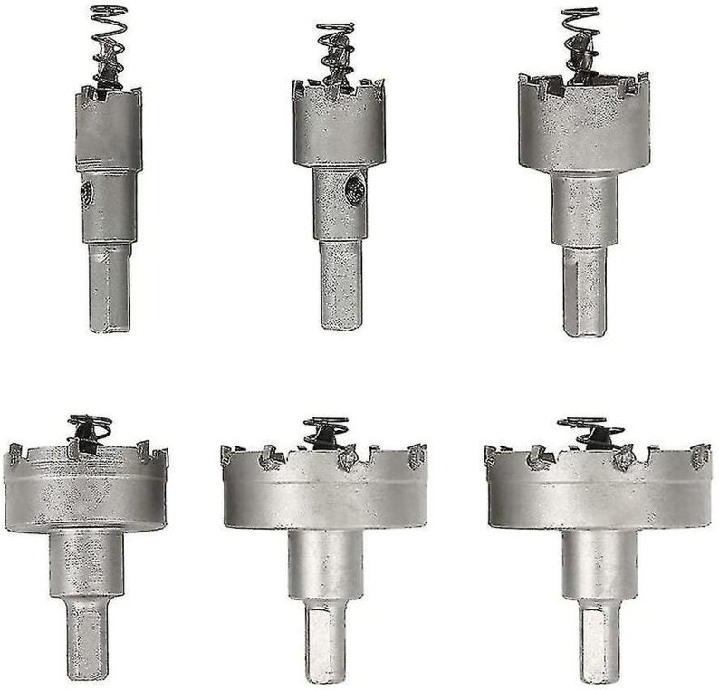 Lochsäge für Metall, 6-teiliges Hartmetall-Lochsägen-Bohrer-Set, Edelstahl-Lochsägen, für Aluminium, Stahl, Eisen, Kupfe...
