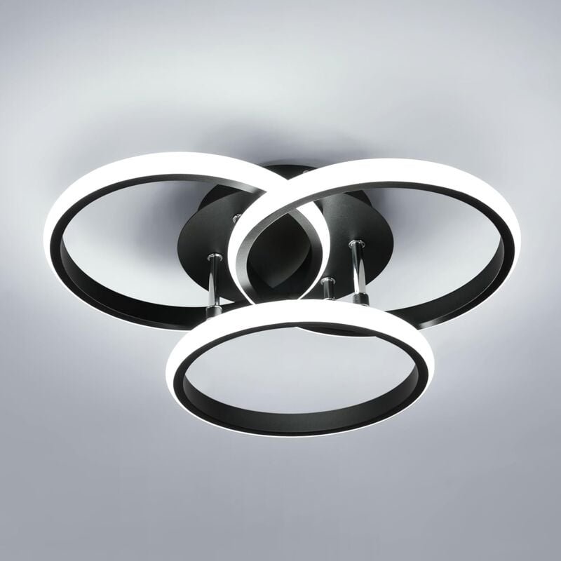 Runde LED-Deckenleuchte 40CM, 40W 4500LM Moderne Schwarze Deckenleuchte Kaltweiß 6500K, Wohnzimmer-LED-Lampe aus Alumini...