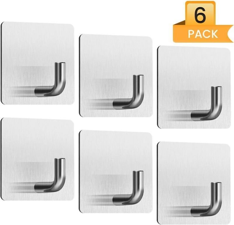 Selbstklebende Wandhaken, Küchenhandtuchhalter, 6 Stück, selbstklebende Haken, kein Bohren erforderlich, wasserdichter E...