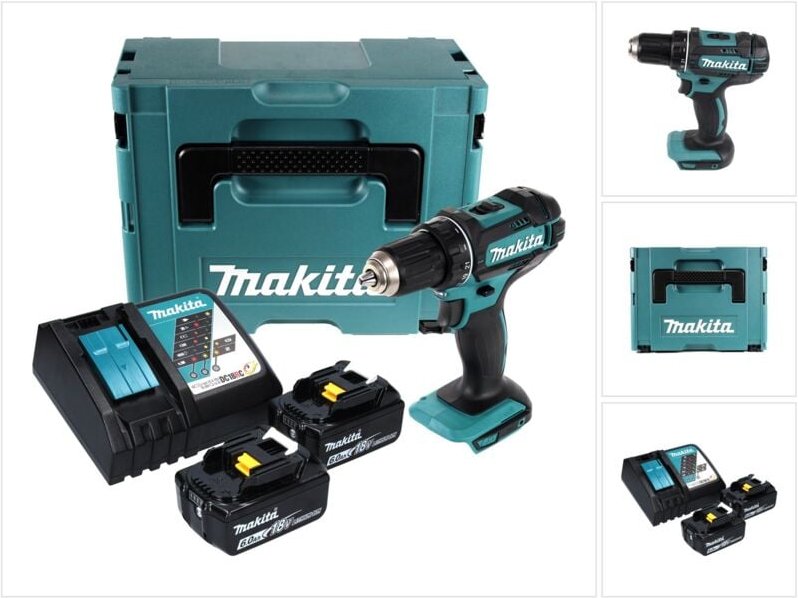 Ddf 482 rgj Akku Bohrschrauber 18 v 62 Nm + 2x Akku 6,0 Ah + Ladegerät + Makpac - Makita