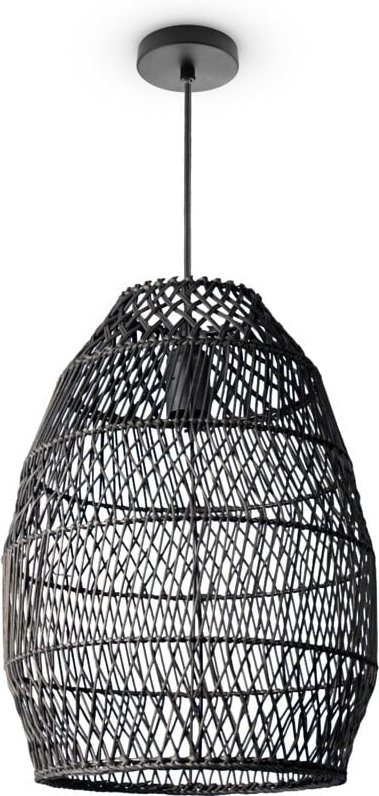 Pendelleuchte Wohnzimmer Boho Korbleuchten Pendellampe Rattan Hängeleuchte Schwarz (Ø30cm), Pendelleuchte - Typ 3 - Paco...