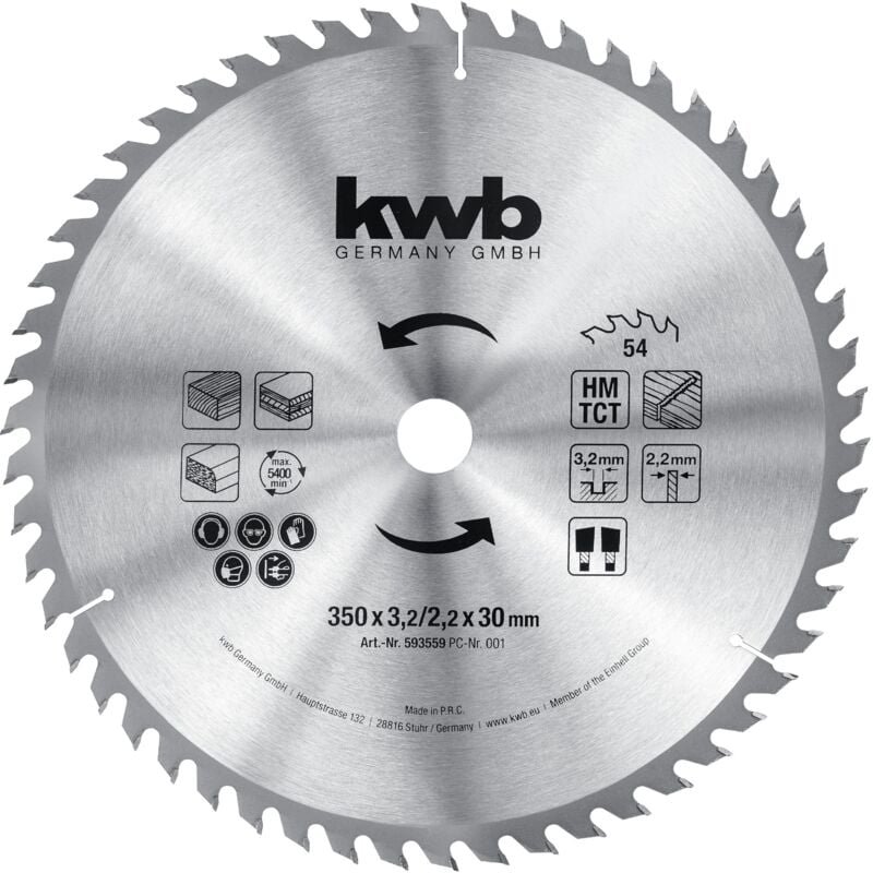 KWB - Bau-Kreissägeblatt Sägeblatt für Tisch-Kreissägen, Wechselzahn f. mittlere Schnitte, Z-48 Zähne