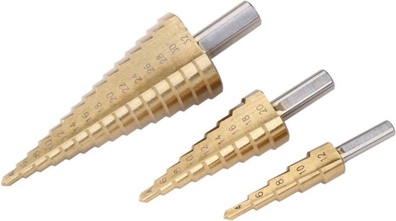 Trade Shop Traesio - Trade Shop - kit 3 konische stufenbohrer 4-12 4-20 4-32 1/4 titan-bohrschrauber -