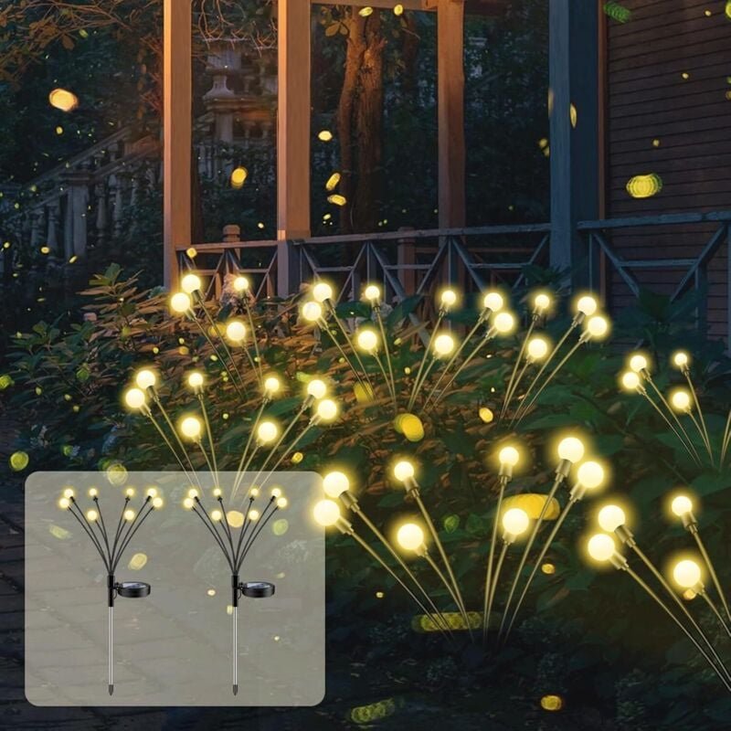 Solar-Glühwürmchen-Lichter für den Garten, 8 LED-Solarleuchte für den Außenbereich, Glühwürmchen, IP65, wasserdicht, war...