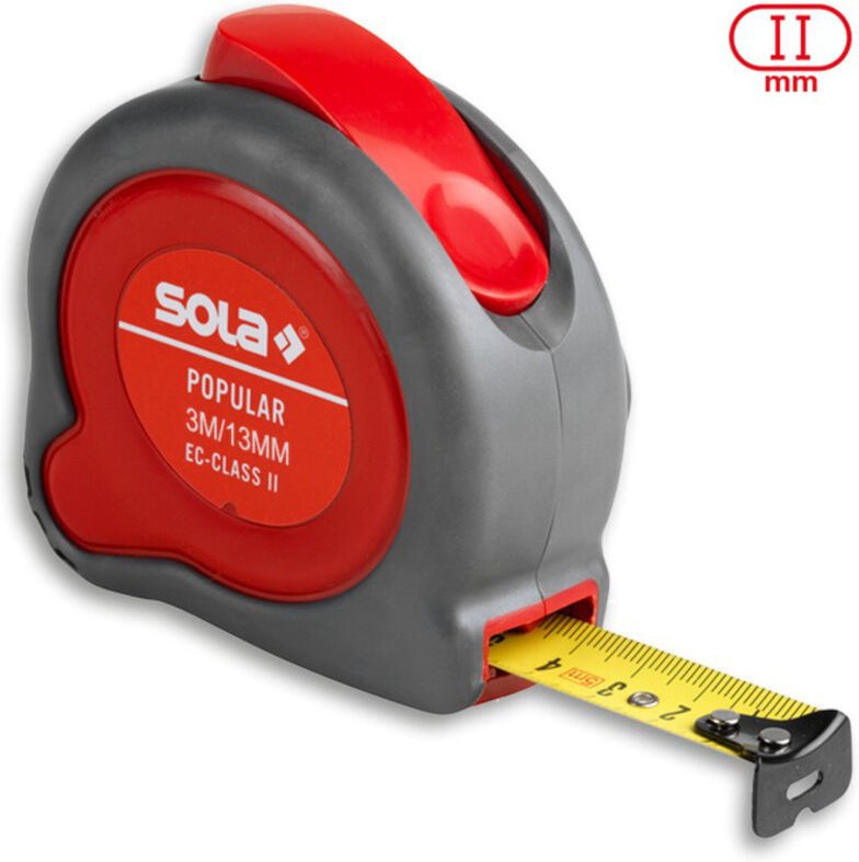 Taschenbandmaß Rollmeter Popular 3 m x 13 mm Sola