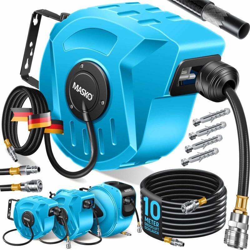 Druckluftschlauch Aufroller automatisch 1/4 Anschluss - Schlauchtrommel Wandschlauchhalter Schlauchaufroller Druckluftsc...