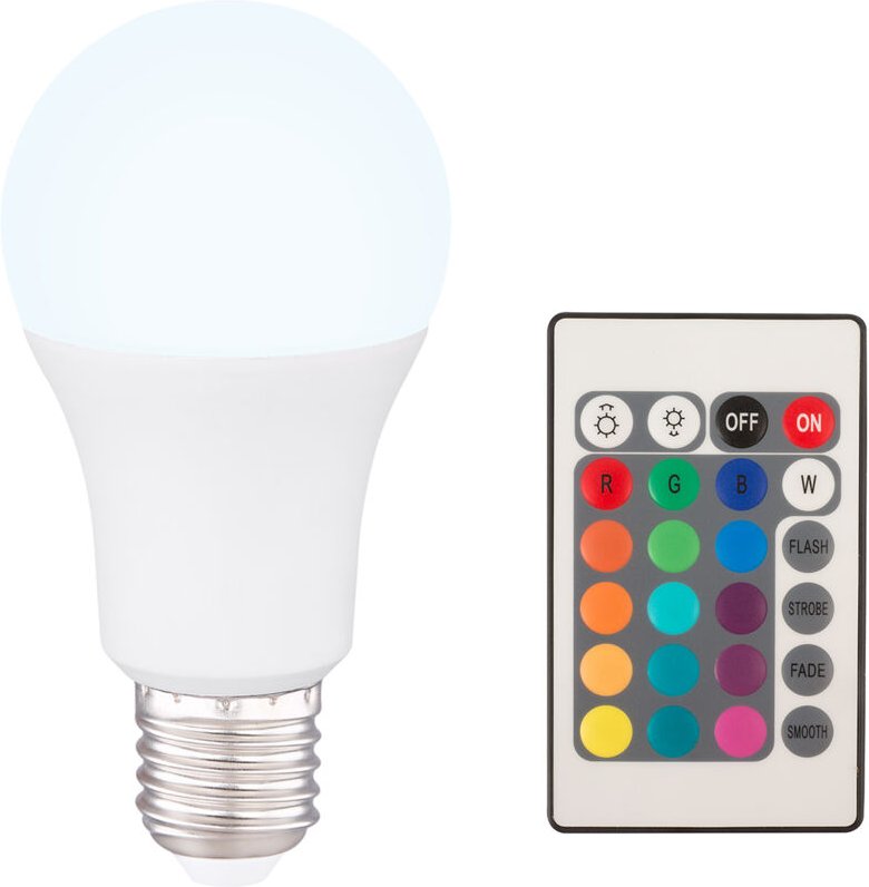 E27 led - 10 Watt, 850 Lumen, 2770 - 6000 k, rgb Farbwechsel mit Fernbedienung