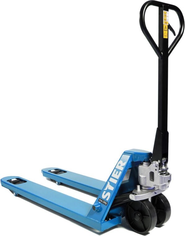 STIER Hubwagen, Gabelhubwagen mit Tragkraft 2500 kg, Vormontiert und startklar, Gabellänge 1150 mm, Nylon-Rollen, Blau, ...
