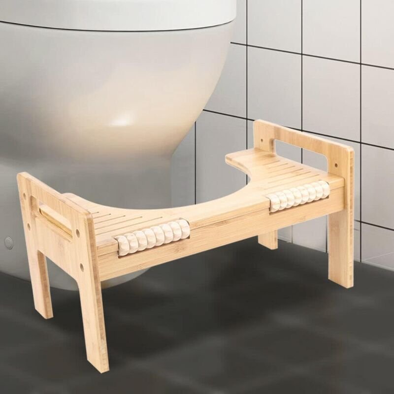 Toilettenhocker aus Holz - Fußstütze mit einstellbarer Höhe - Aus Bambus - Rutschfest - Zur Vorbeugung von Hämorrhoiden ...