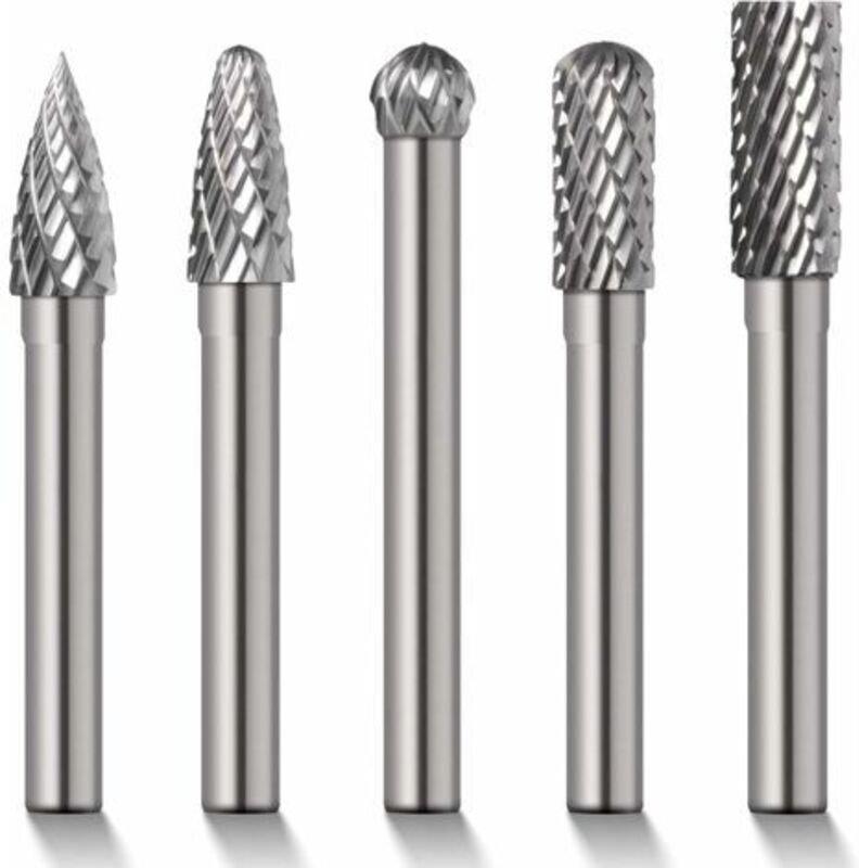 5 Stück Hartmetall-Fräser, 6 mm x 8 mm Schaft, Doppelzahn-Rotationsfräser für Holzbearbeitung, Metall, Keramik, Polieren...