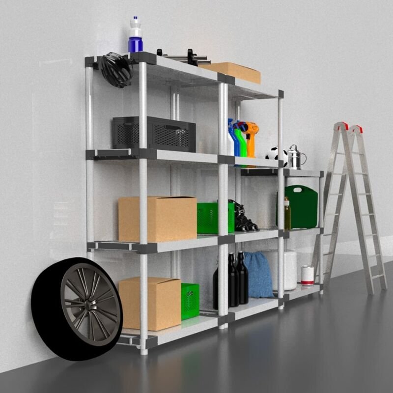 Regal Regalsystem grau in Harz 4 Fachböden ab h 85 cm Schuhablage