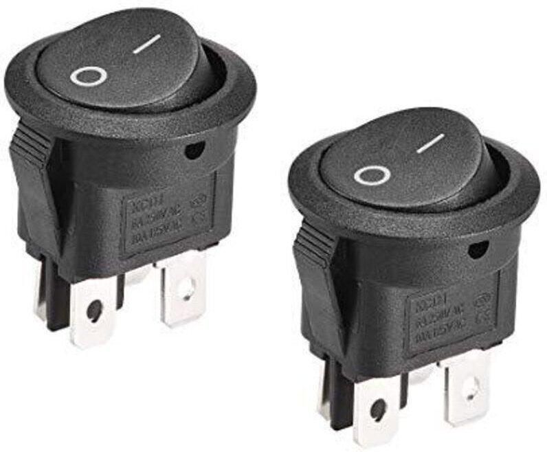 Runder Wippschalter für Boote, 4-polig, Ein/Aus, Wechselstrom 250 V/6 A, 125 V/10 A, 2 Stück