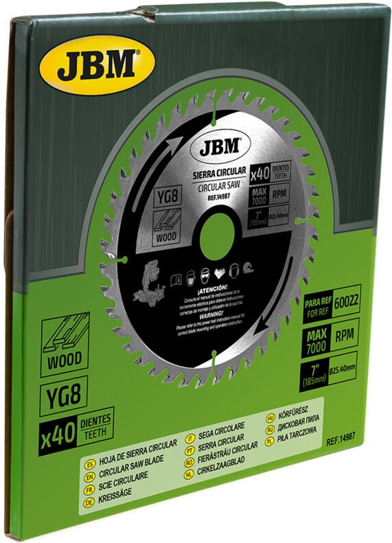 Kreissägeblatt 40T 185mm. für holz für ref. 60022 JBM 14987