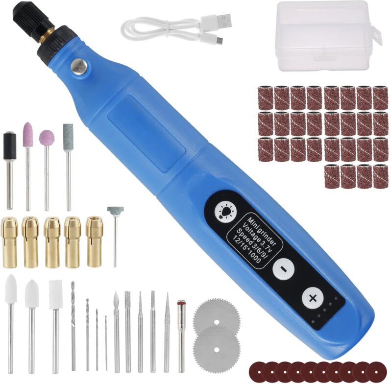 Kabelloses Rotationswerkzeug 3,7 V – 5 Geschwindigkeiten, 63‑teiliges USB‑Zubehörset für Schleifen, Polieren, Bohren & G...