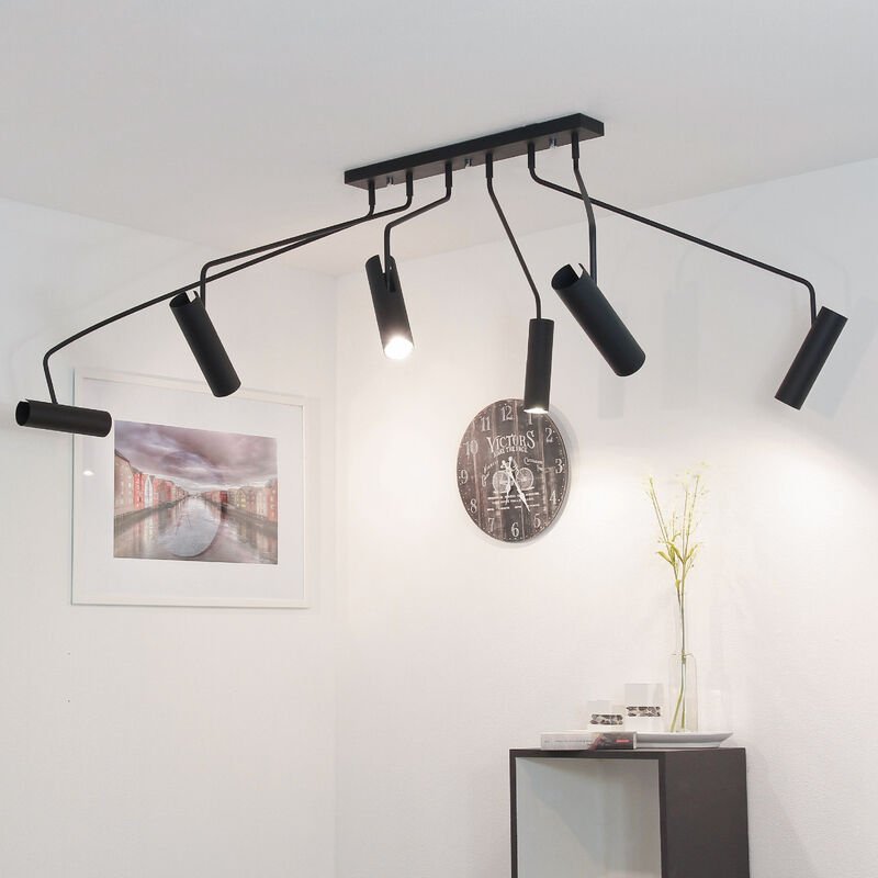 Moderne Deckenleuchte Schwarz 6-flmg GU10