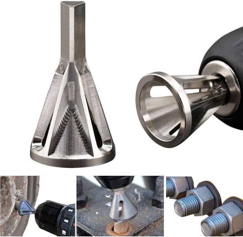 2 Stück Edelstahl-Außenbohr-Entgratungswerkzeug zum Entfernen von Beschädigungen an Schrauben der Größe 8-32 (Silber)