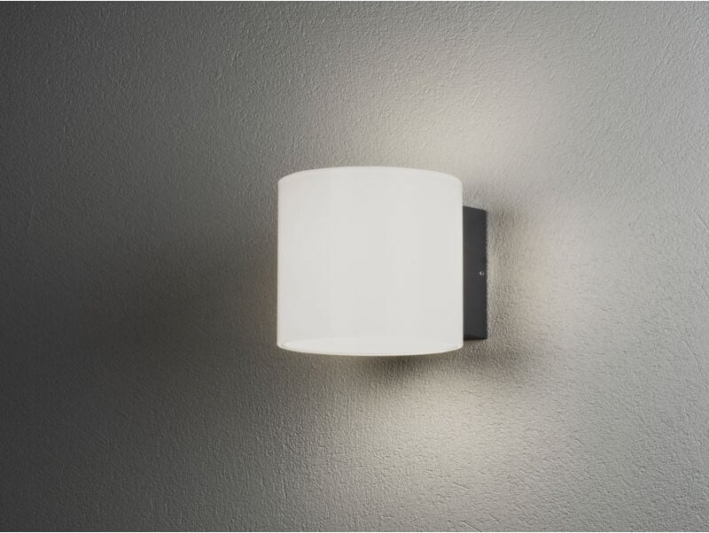 Konstsmide - Runde led Außenwandleuchte foggia aus alu in grau & opalem Acrylglas, IP54