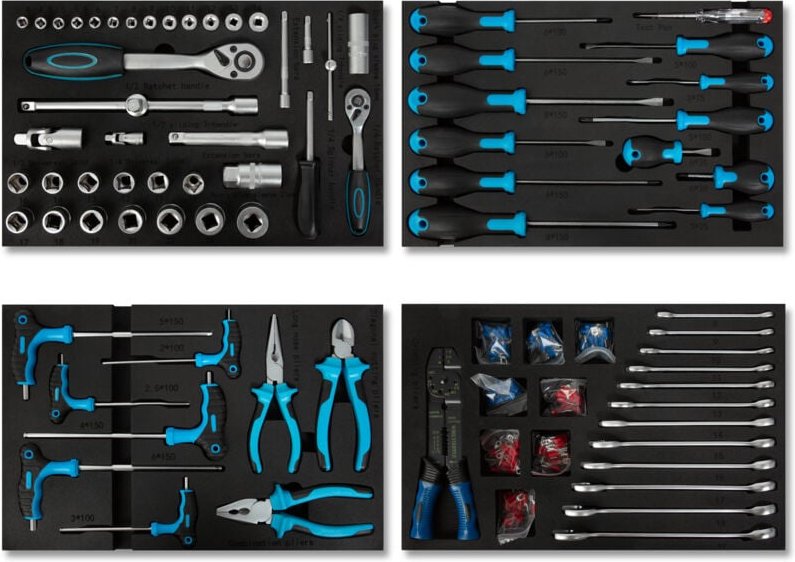 Thumbnail - Multitool Werkzeug Set 81 Teile Für Werkzeugwagen, Beschriftete Werkzeugeinleger aus Schaumstoff, Hartmetall, Ergonomisc...