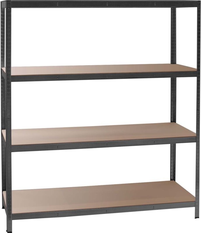 Schwerlastregal 160x60x180cm, 175kg/Ablage, Steckregal schwarz aus Stahl, Lastenregal mit 4 Ablagen, Werkstattregal - Wi...