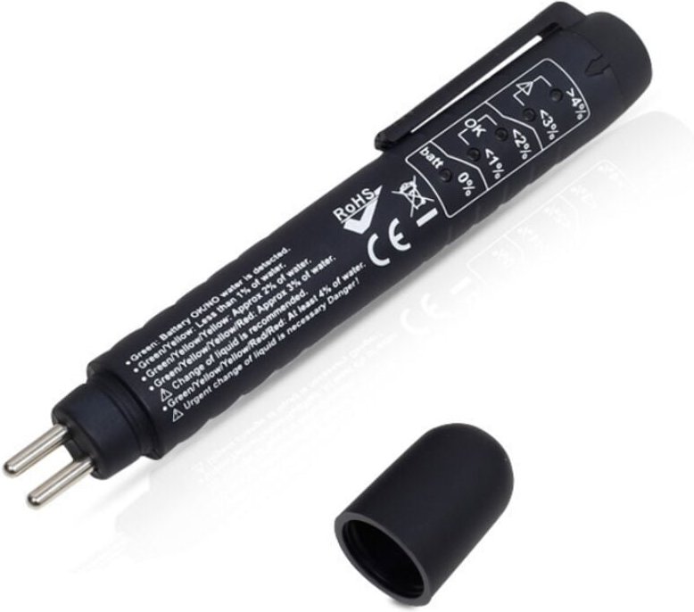 Analizador de humedad del líquido de frenos con lápiz de prueba y 5 indicadores LED para Dot3, Dot4 y Dot5.