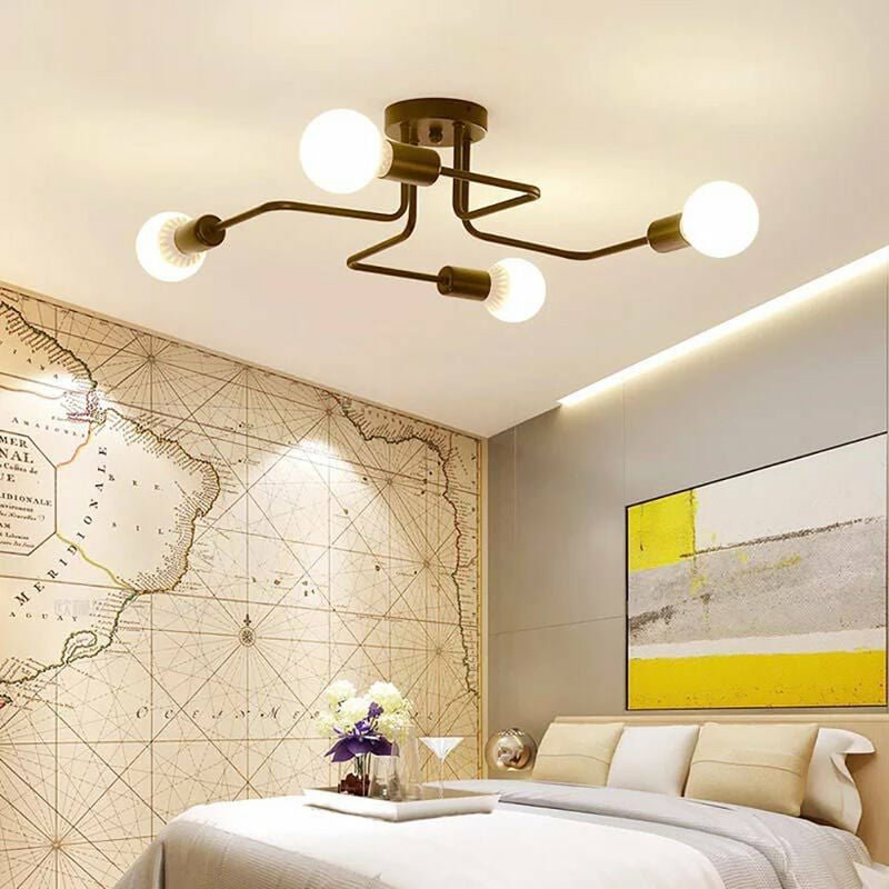 Thumbnail - Axhup - Deckenleuchte Spinne Deckenlampe Industri Stil Semi-Flush Mount Licht mit E27 Lampenfassung für Flur Esszimmer S...