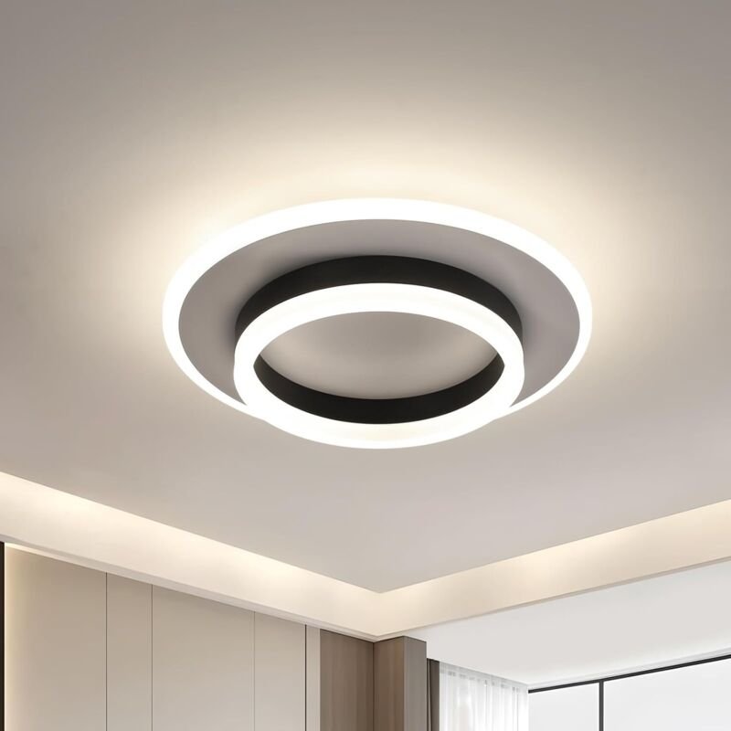 COMELY Klassische runde Deckenleuchte – Zweifarbiges Design in Schwarz und Weiß – 30 x 30 cm – Neutralweißes Licht 4000 ...