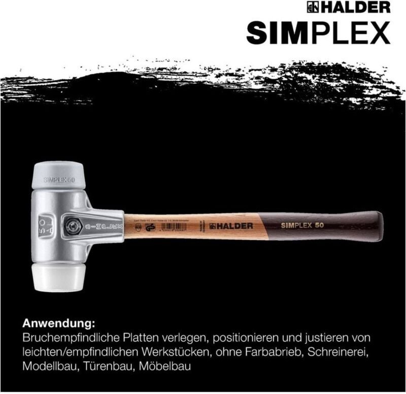 SIMPLEX-Schonhammer, TPE-mid / Superplastik mit Aluminiumgehäuse und hochwertigem Holzstiel D=60 mm 3137.060