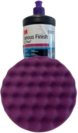 3m 51677 Pasta Abrasiva Famous Finish Lt 1 + 3m 33042 Tampone In Spugna Viola Per Polish Pezzi 1