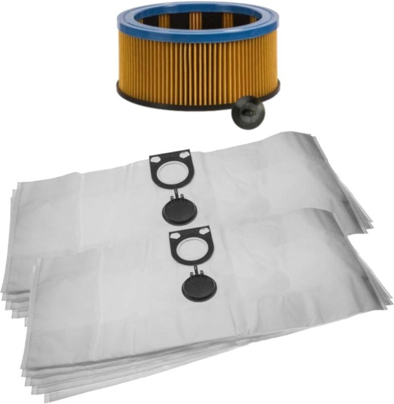 Set: Vlies Staubsauger-Beutel (10 Stück) + Filter kompatibel mit Metabo asa 1200, asa 1202, asa 32 l ersetzt 631757, 6.3...