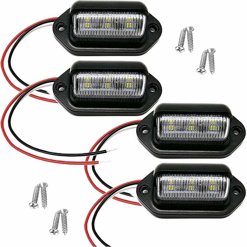 4-teilige LED-Kennzeichenleuchte, 12 V–24 v dc, wasserdicht, 6 SMD-Kennzeichenleuchte, Rücklicht, für lkw, suv, Anhänger...