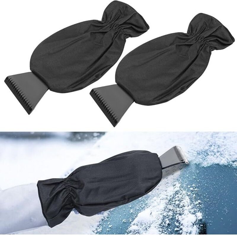 2 Stück Eiskratzer Auto mit Handschuh, Scheiben-Schneekratzer Winter-Werkzeug für Windschutzscheiben & Fenster, Auto-Zub...