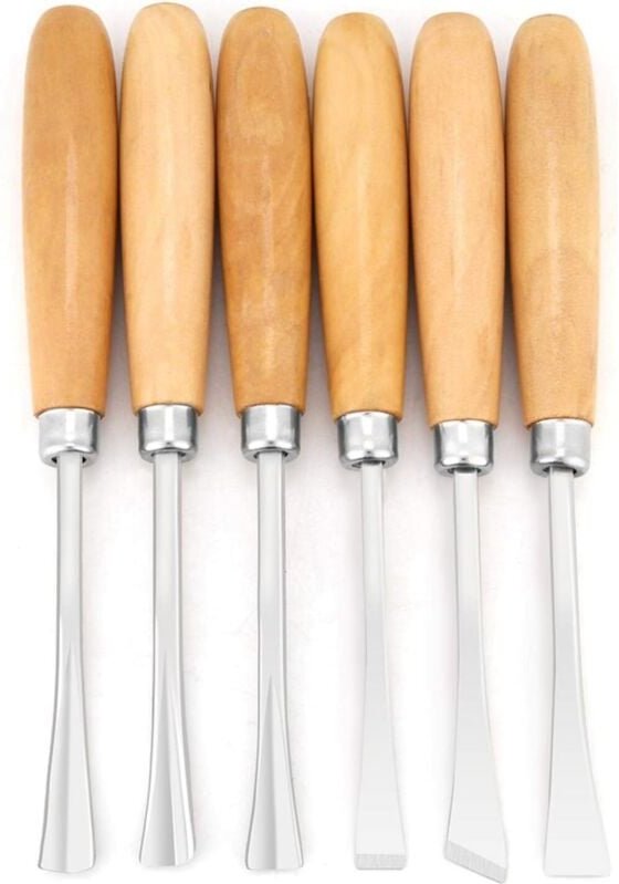 6-teiliges Holzschnitzmeißel-Set, polierter Stahlgriff aus gemeißeltem Holz, professionelles Handmeißel-Set zum Holzschn...