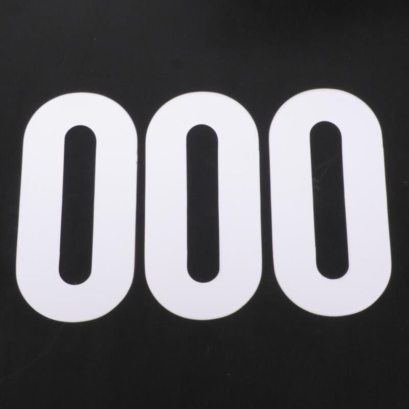 3 Aufkleber mit Rennnummer, weiß, Null 0 15x7.5cm für