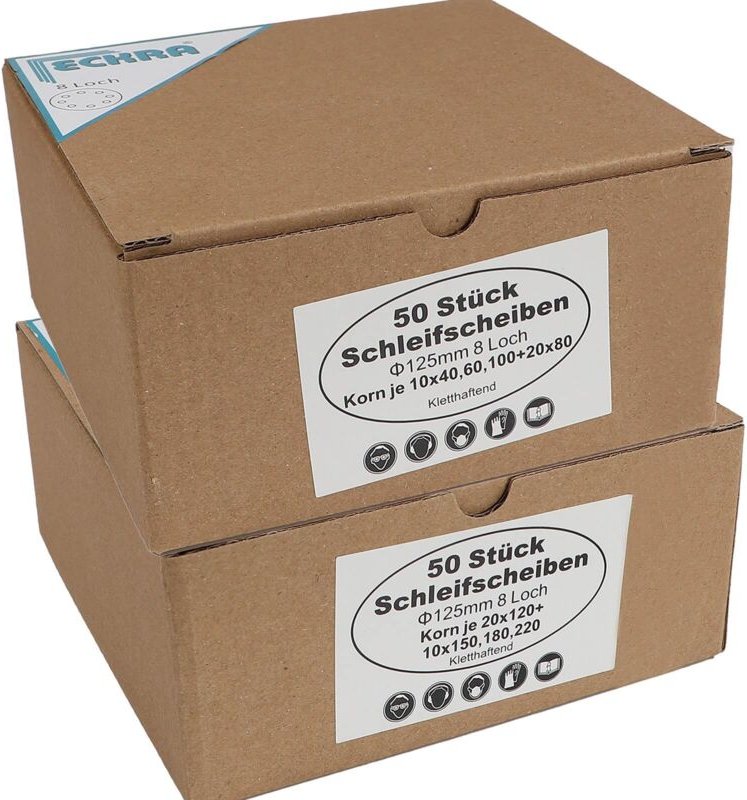 Schleifscheiben 125mm Mix Sortiment 100 Blatt Korn 40-220 Klett Kletthaftend Schleifpapier - Eckra