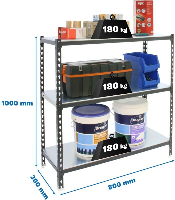 Simonrack Metallregal Anthrazit und Weiß 1000x800x300 mm