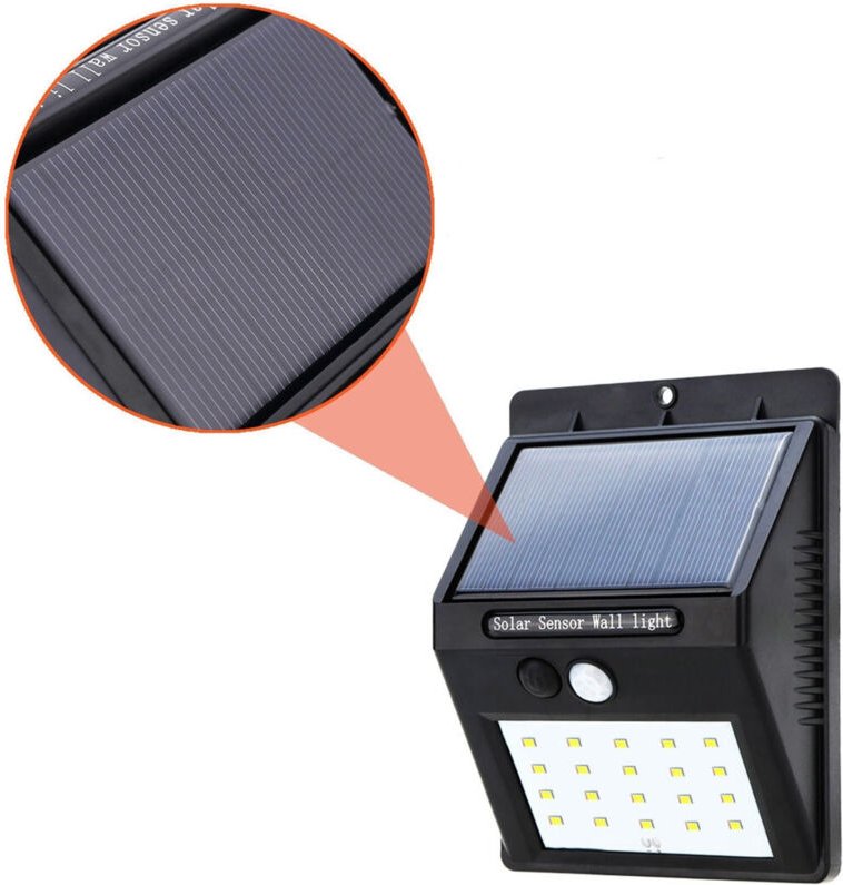 Trade Shop Traesio - Trade Shop - faro 20 led faretto mit solare pannello sensore movidierung und crepuscolare -