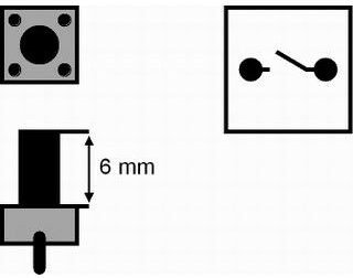 SW076 Drucktaster Touch 6x6mm Länge 9,5mm 2 Stifte