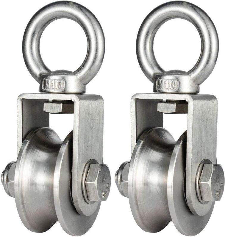 Stahl-Umlenkrolle mit 2 Kugellagern, Fitness-Umlenkrolle aus Edelstahl 304, maximale Tragkraft 500 kg, 2 Stück