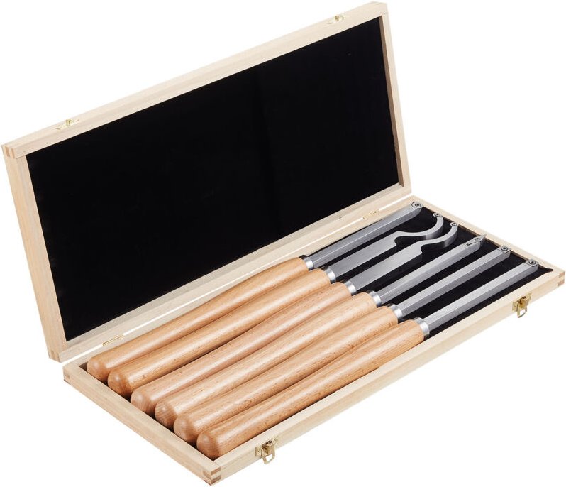 Mophorn 6-teiliges Drechseleisen-Set mit Hartmetalleinsätzen, Holzkoffer und Werkzeugen für Holzarbeiten, geeignet für D...